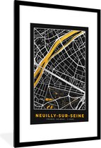 Fotolijst incl. Poster - Frankrijk - Neuilly-sur-Seine - Stadskaart - Plattegrond - Kaart - 60x90 cm - Posterlijst