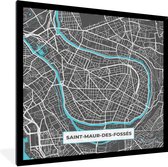 Cadre photo avec affiche - France - Saint-Maur-des-Fossés - Plan de la ville - Carte - Plan - 40x40 cm - Cadre pour affiche