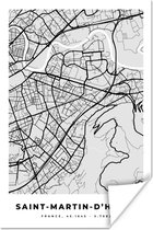 Poster Plattegrond - Kaart - Stadskaart - Frankrijk - Saint-Martin-d'Hères - 60x90 cm