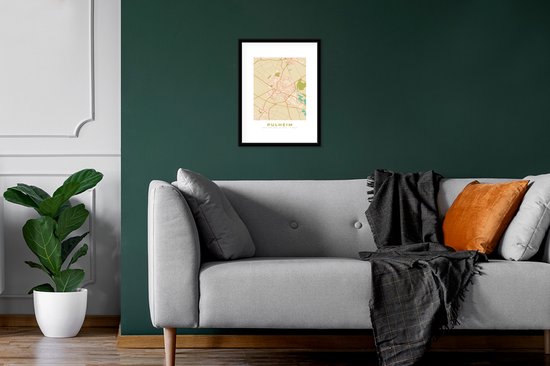 Fotolijst incl. Poster - Plattegrond - Pulheim - Stadskaart - Vintage - Kaart - 30x40 cm - Posterlijst