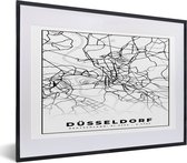 Fotolijst incl. Poster - Düsseldorf - Kaart - Stadskaart - Plattegrond - 40x30 cm - Posterlijst