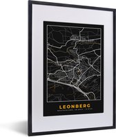 Fotolijst incl. Poster - Black and Gold – Stadskaart – Leonberg – Duitsland – Plattegrond – Kaart - 30x40 cm - Posterlijst