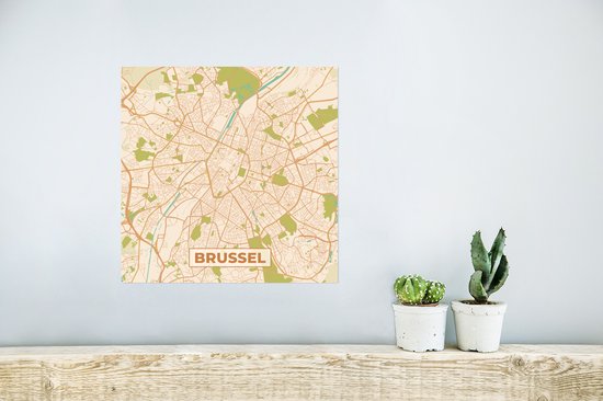 Poster Plattegrond Retro Brussel Stadskaart Kaart X Cm Bol Com