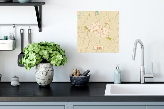 Poster Peer - Vintage - Retro - Plattegrond - Kaart - Stadskaart - 30x30 cm