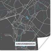 Poster Stadskaart – Plattegrond – Duitsland – Blauw – Grevenbroich– Kaart - 75x75 cm