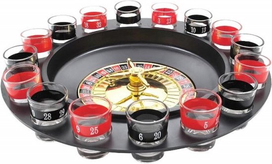 Thumbnail van een extra afbeelding van het spel Drinking roulette - Drank spelletjes - Drankspel - Roulette - Shotjes roulette - Shotjes - Shotjes spel - Shot - 12 Glazen - 2 Balletjes -