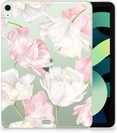 Leuk Hoesje iPad Air (2020/2022) 10.9 inch Cover Mooie Bloemen met doorzichte zijkanten