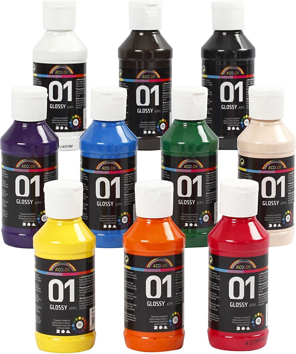 A-Color acrylverf - assortiment, kleuren assorti, 01 - glossy, 100 ml afbeelding