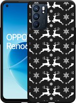 Oppo Reno6 5G Hoesje Zwart Oh Deer - Designed by Cazy