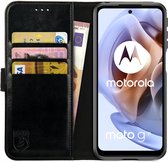 Rosso Element Book Case Wallet Hoesje Geschikt voor Motorola Moto G31 / G41 | Portemonnee | 3 Pasjes | Magneetsluiting | Stand Functie | Zwart