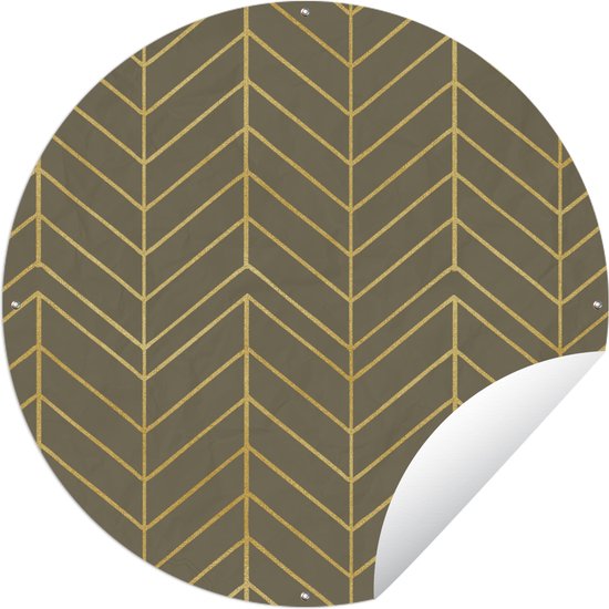 Tuincirkel Patronen - Luxe - Groen - Geel - 150x150 cm - Ronde Tuinposter - Buiten