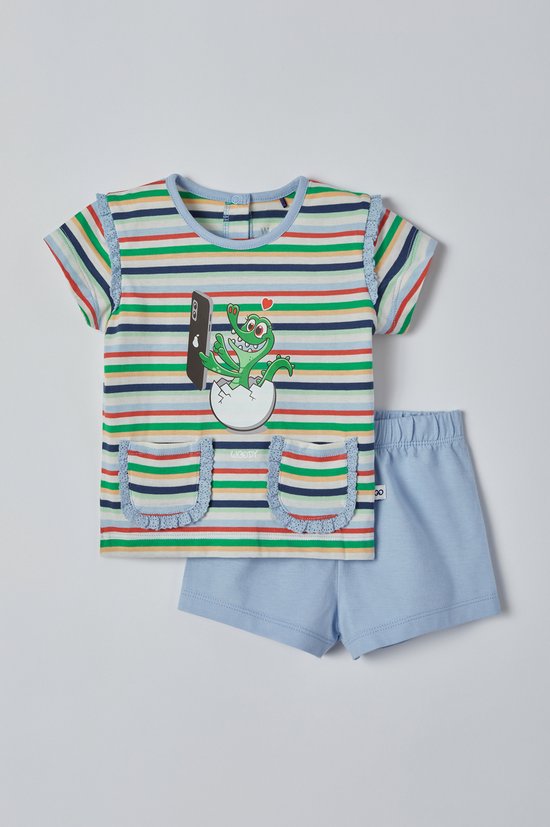 Woody pyjama baby meisjes - multicolor gestreept - krokodil - 221-3-PSG-S/910 - maat 62