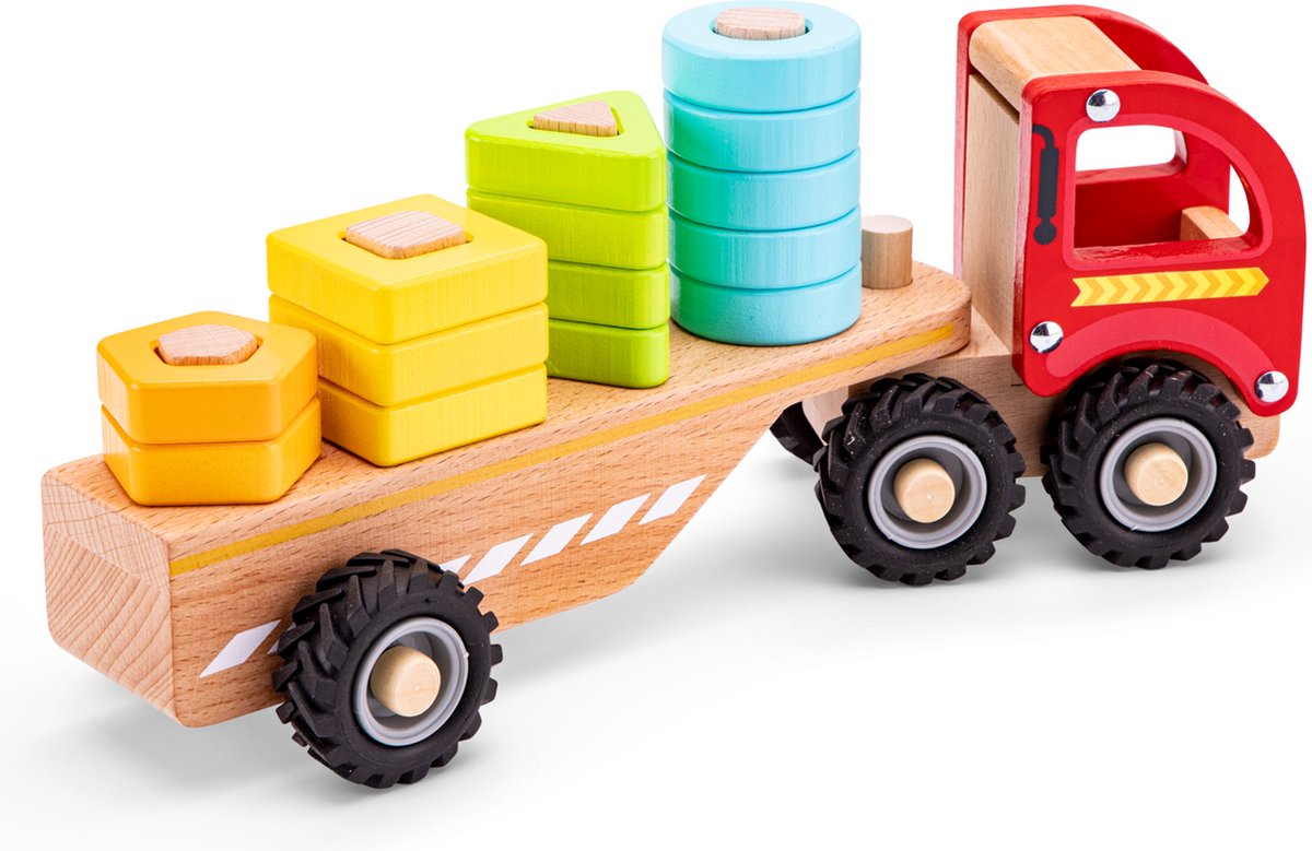 Woet® Houten Vormentruck Speelgoed - Sorteertruck met Geometrische Vormen - Stimuleert Motoriek & Vormherkenning - Speelgoedvoertuig - Educatief Speelgoed - Vanaf 18 Maanden — afbeelding 5