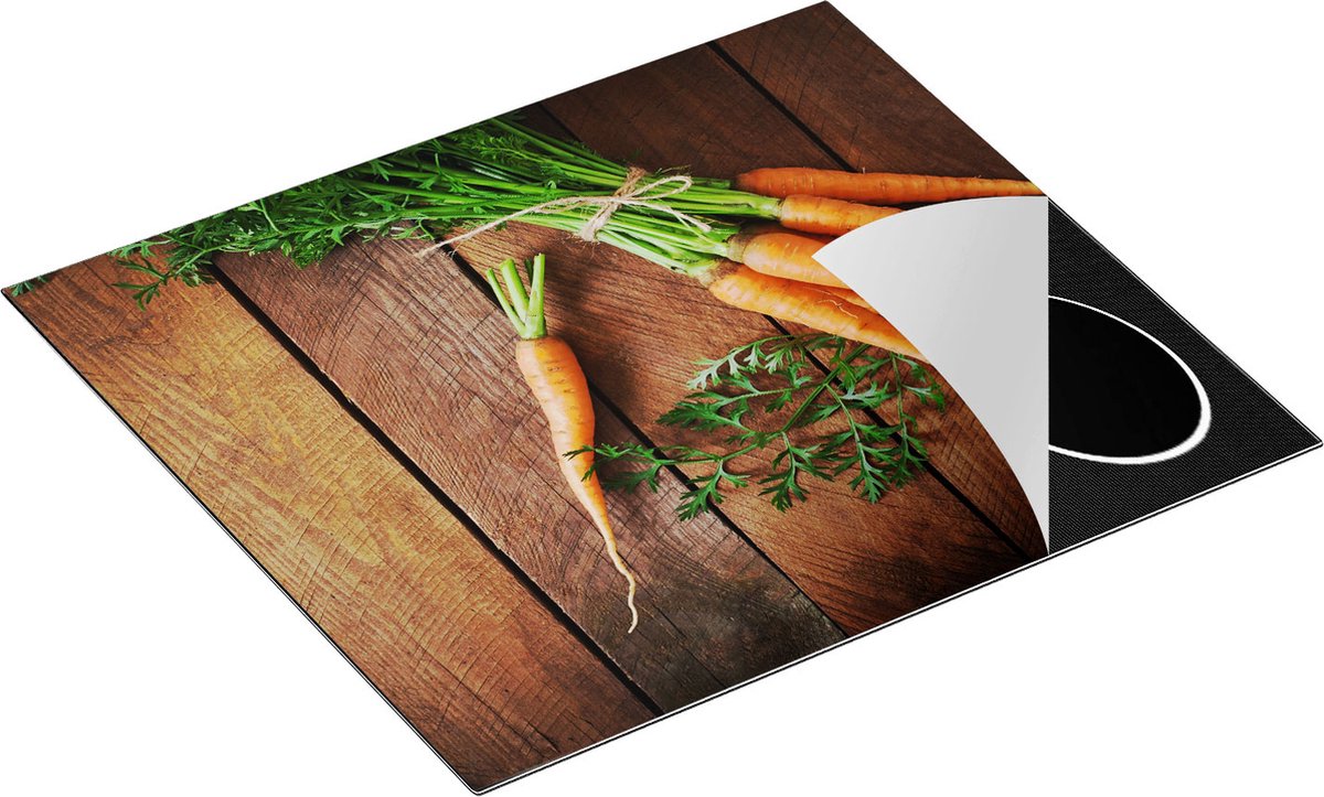 Chefcare Inductie Beschermer Wortels op Houten Planken - 57,6x51,6 cm - Afdekplaat Inductie - Kookplaat Beschermer - Inductie Mat