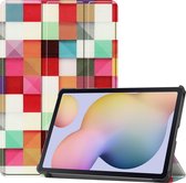 Mobigear Tablethoes geschikt voor Samsung Galaxy Tab S8 Hoes | Mobigear Tri-Fold Bookcase - Mozaïek | Kleurrijk