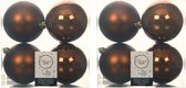 8x stuks kunststof kerstballen kaneel bruin 10 cm - Mat/glans - Onbreekbare plastic kerstballen