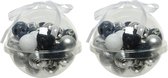 60x stuks kleine kunststof kerstballen donkerblauw/wit/zilver 3 cm - glans/mat/glitter - Kerstboomversiering