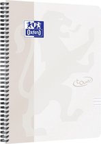 Lichtgrijs Oxford notitieboek met spiraalbinding, deksel met een subtiel golvend patroon en het Oxford logo.