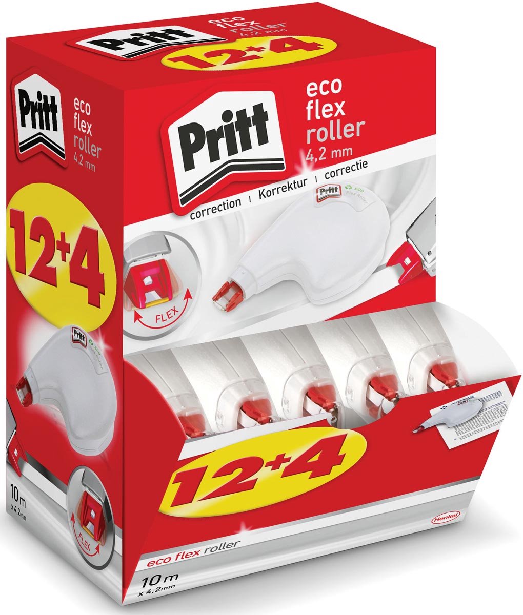 Pritt Correctieroller ECO Flex 4.2mm x10m , Value-Pack 12+4 gratis - Pritt