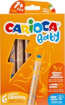 Crayon de couleur Carioca Bébé 3-en-1, couleurs assorties, 6 pièces dans un étui en carton 24 pièces