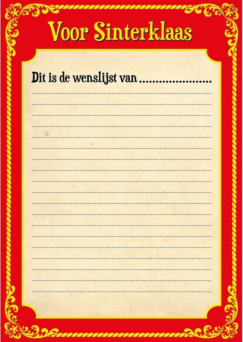 Image of 12x Papieren Sinterklaas verlanglijstjes met kleurplaten - Sinterklaas wenslijstje/kleurplaat 12 stuks