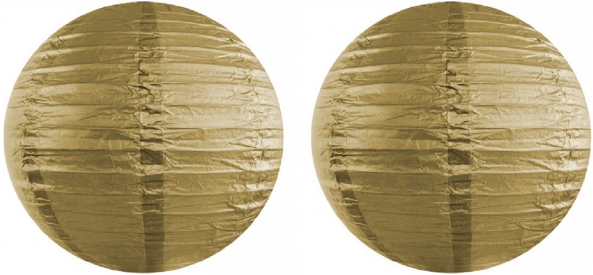 Luxe bol feest lampion - Set van 6x stuks - goud - dia 35 cm - papier - Feestartikelen/versieringen