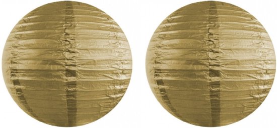 Luxe bol feest lampion - Set van 6x stuks - goud - dia 35 cm - papier - Feestartikelen/versieringen