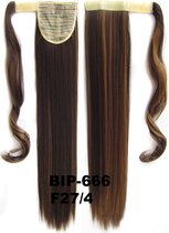Wrap Around paardenstaart, ponytail hairextensions straight bruin / blond - F27/4