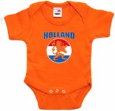 Oranje fan romper voor babys - Holland met oranje leeuw - Nederland supporter - Koningsdag / EK / WK romper / outfit 80