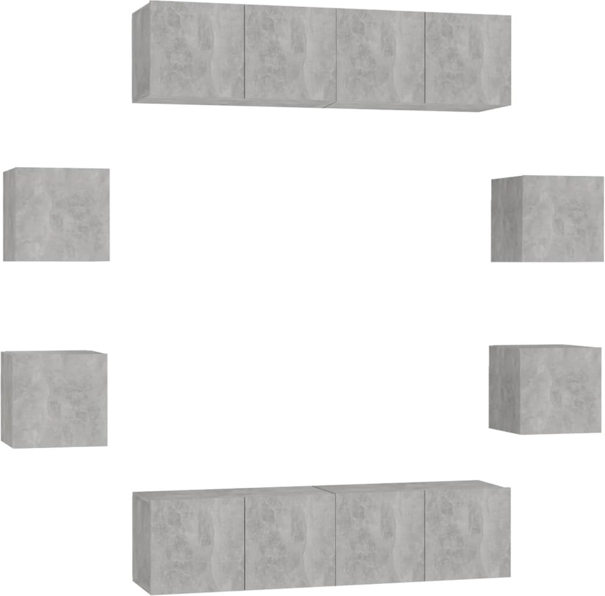 vidaXL - 8-delige - Tv-meubelset - bewerkt - hout - betongrijs