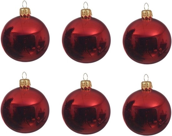 Glazen kerstbal | Bordeauxrood met lijnen | 8 cm | It's all about C