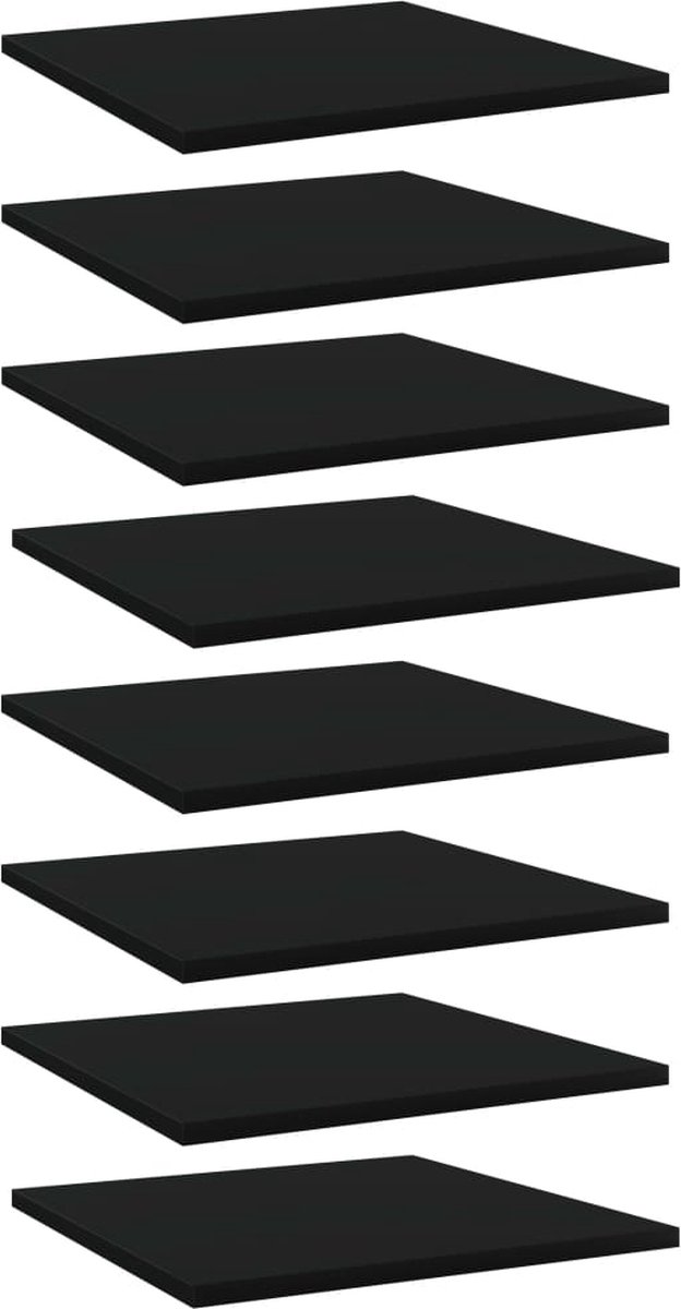 VidaLife Wandschappen 8 st 40x40x1,5 cm spaanplaat zwart