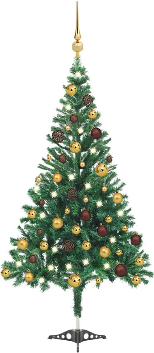 VidaLife Kunstkerstboom met LED's en kerstballen 230 takken 120 cm