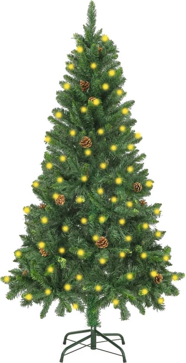 VidaLife Kunstkerstboom met LED's en dennenappels 150 cm groen
