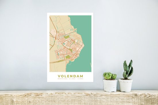 Poster Carte - Carte - Volendam - Plan de la ville - 20x30 cm