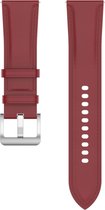 Leren bandje - geschikt voor Samsung Galaxy Watch 6 / Watch 6 Classic / Watch 5 / Watch 5 Pro / Watch 4 / Watch 4 Classic / Watch 3 41 mm / Active / Active 2 / Watch 42 mm - donkerrood