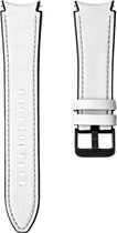 Bracelet en cuir (blanc), adapté pour Samsung Galaxy Watch 4 Classic (42 & 46 mm), Watch 4 (40 & 44 mm), Watch 3 (41 mm), Watch Active 2 (40 & 44 mm), Watch Active (40 mm), Montre (42 mm)