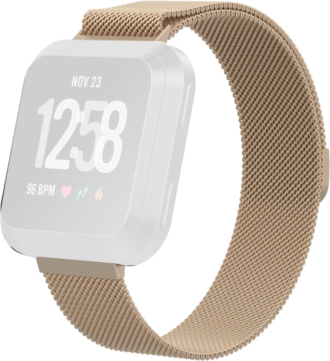 Milanees bandje - geschikt voor Fitbit Versa / Versa 2 - maat M/L - champagne