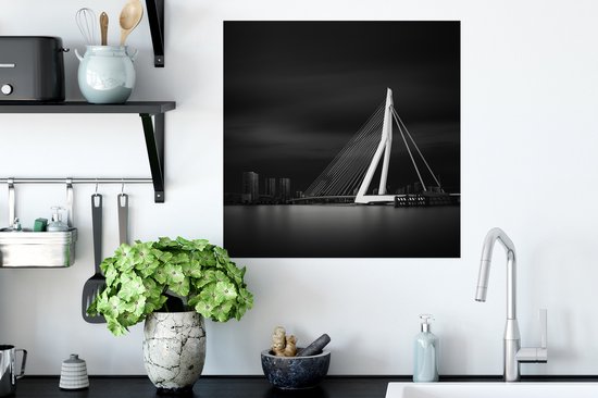 Affiche Rotterdam - Erasmus - Pont - Zwart - Wit - 50x50 cm