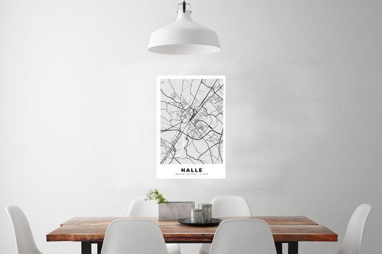 Affiche België – Halle – City Map – Map – Zwart Wit – Carte - 40x60 cm