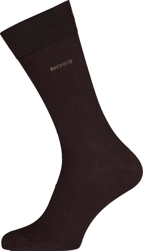 BOSS Cotton Uni (2-pack) - herensokken katoen - donkerbruin - Maat: 39-42