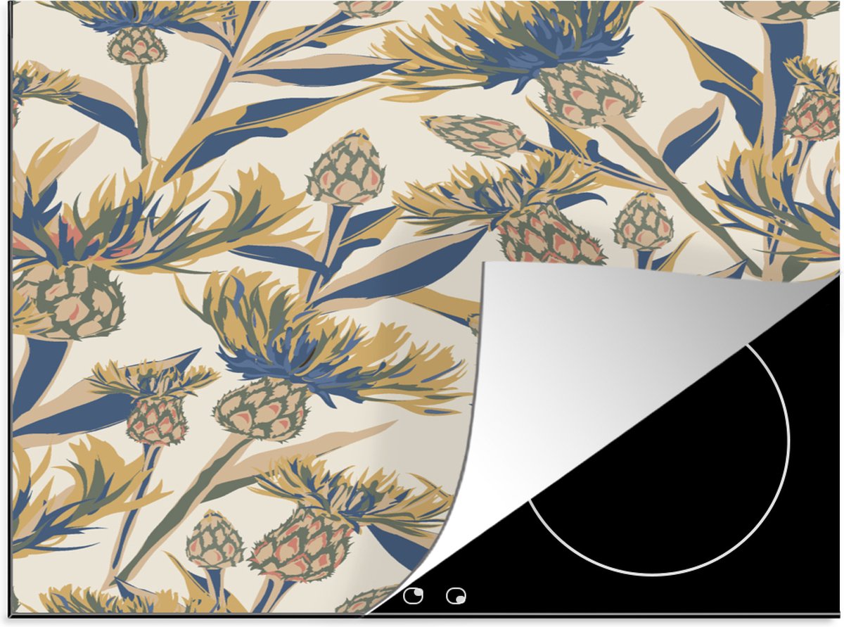 KitchenYeah® Inductie beschermer 65x52 cm - Bloemen - Patroon - Design - Natuur - Kookplaataccessoires - Afdekplaat voor kookplaat - Inductiebeschermer - Inductiemat - Inductieplaat mat