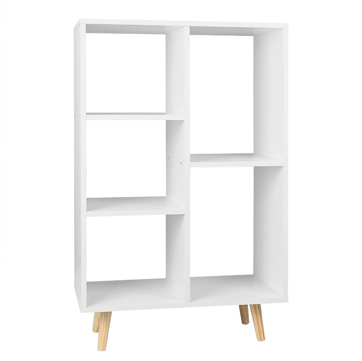 Kamyra® Boekenkast met 5 Vakken - Opbergkast / Vakkenkast / Wandkast - Industrieel / Wit 30x60x95 cm
