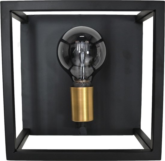 Wandlamp - 25x18x25 - Zwart/goud - Metaal