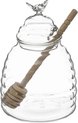 Glazen honingpot met honinglepel/stokje - 400ml - Keukenbenodigdheden/Honing potten