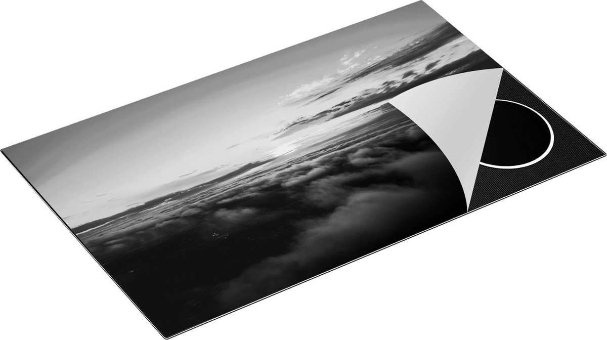 Chefcare Inductie Beschermer Zonsondergang in de Wolken - Zwart Wit - 85x52 cm - Afdekplaat Inductie - Kookplaat Beschermer - Inductie Mat
