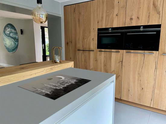 Chefcare Inductie Beschermer Sultan Ahmetmoskee in Istanbul - Zwart Wit - 70x50 cm - Afdekplaat Inductie - Kookplaat Beschermer - Inductie Mat