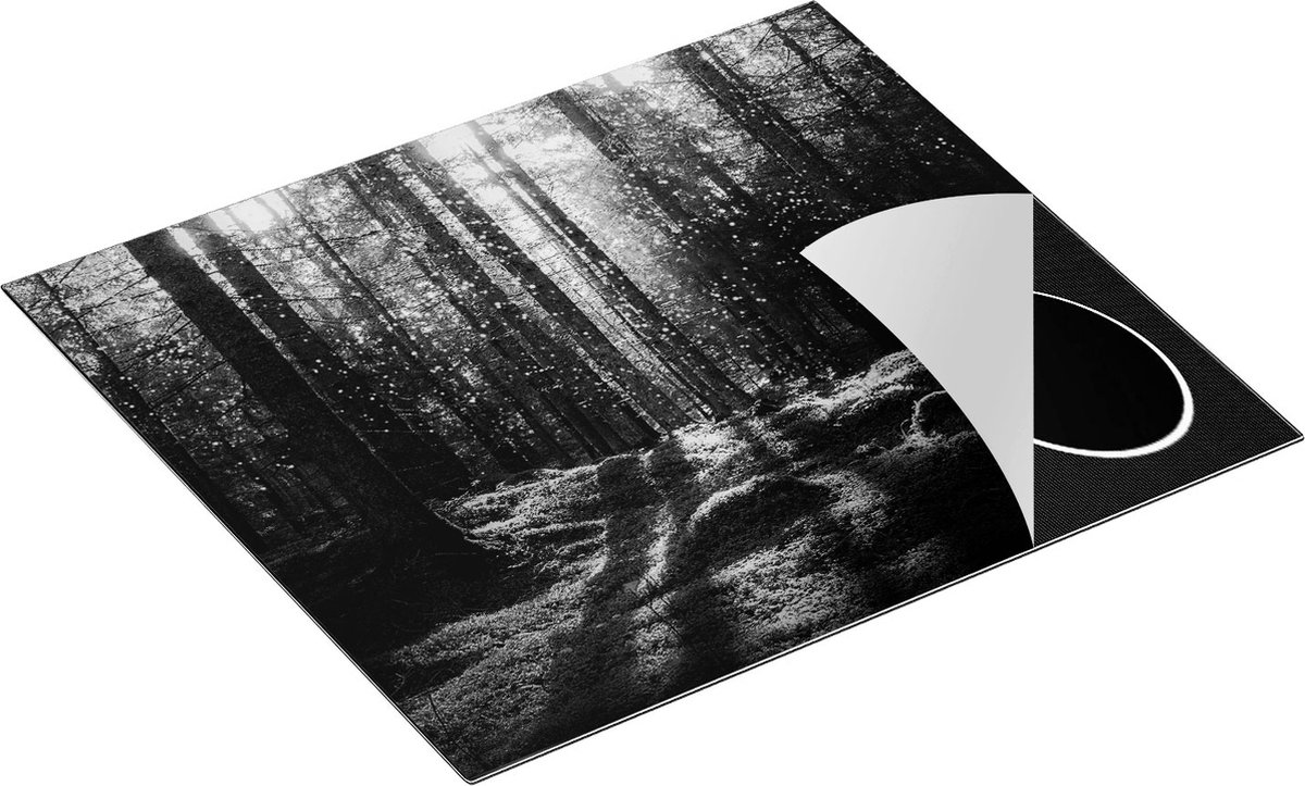 Chefcare Inductie Beschermer Bos met Mos op de Grond - Zwart Wit - 60x55 cm - Afdekplaat Inductie - Kookplaat Beschermer - Inductie Mat