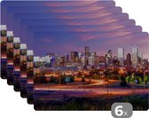 Placemats - Denver - Skyline - Nacht - Maan - Amerika - Onderleggers - Placemats - Onderleggers placemats - 45x30 cm - 6 stuks