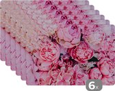 Set de Table - Napperons de Table en Plastique - Fleurs - Rose - Roses - 45x30 cm - 6 pièces - Résistant à la Chaleur - Antidérapant - Coussinet - Amovible